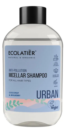 ECOLARIER URBAN Szampon micelarny przeciw zanieczyszczeniom do wszystkich rodzajów włosów, 600 ml