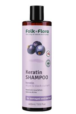 FOLK&FLORA Keratynowy szampon do włosów zniszczonych i matowych 400ml