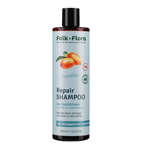 FOLK&FLORA Rewitalizujący szampon do włosów zniszczonych i farbowanych, 400 ml