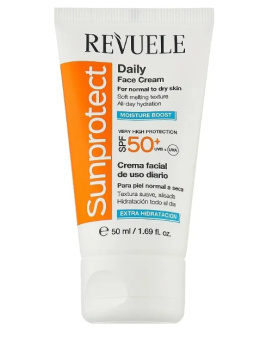 Krem przeciwsłoneczny do twarzy i ciała nawilżający SPF50+ Revuele 50 ml